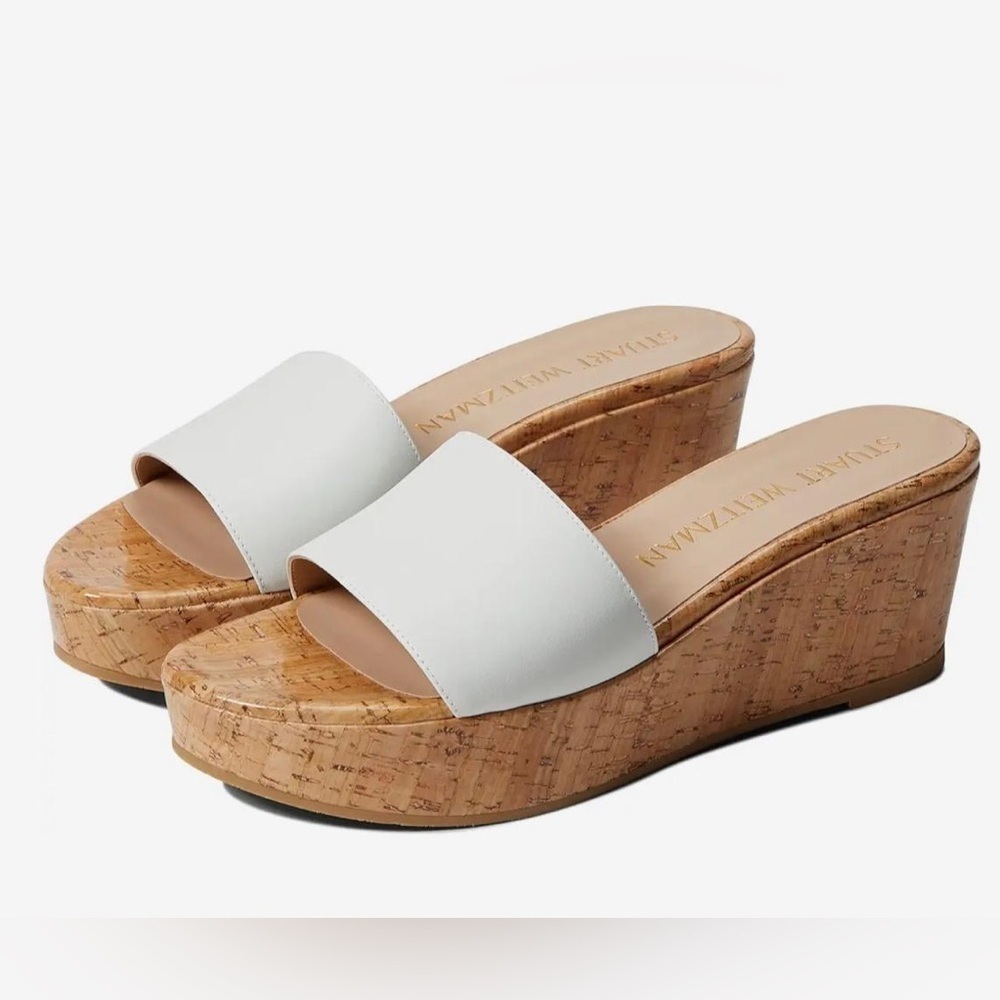 Stuart Weitzman Summer Wedge Platform Leather Slide Sandal - NWT
